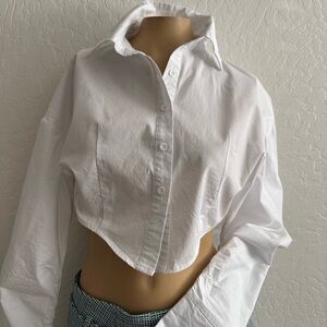 ROGER & RAW Button Down Cropped Shirt